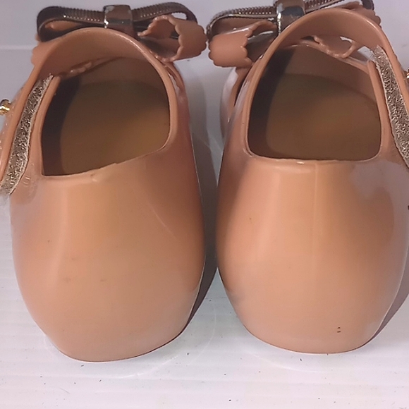 Mini Melissa Rose Gold Pink Bow Peep Toe Mary Janes Toddler Shoes Size-8 - Picture 5 of 7